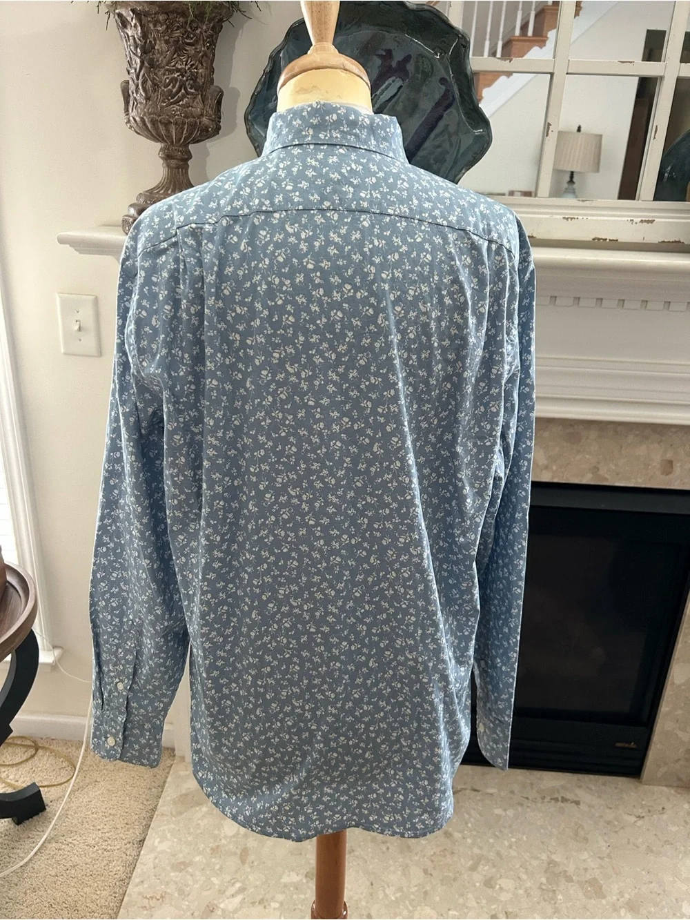 J. Crew Blue Micro Floral Button-Down Shirt